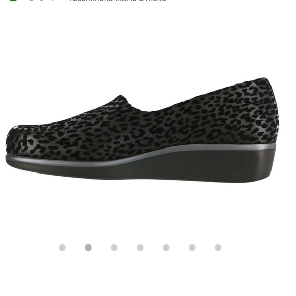 SAS Bliss Wedge Velvet Black Leopard Print Slip-On Shoes 9W - Picture 2 of 14
